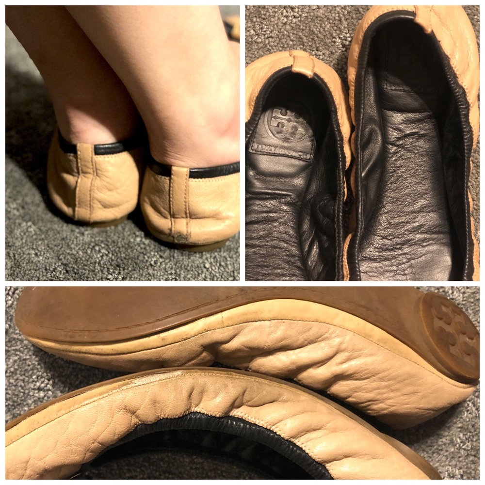 Tory Burch Two Tone Ballet Flats Bow RARE Gold - Picture 8 of 8